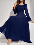 Buy SHEIN Modelyn Women's Solid Color Simple Daily Long Sleeve Dress Maxi Women Outfit Long Evening Dresses in Pakistan