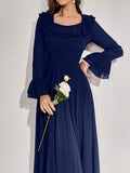 Buy SHEIN Modelyn Women's Solid Color Simple Daily Long Sleeve Dress Maxi Women Outfit Long Evening Dresses in Pakistan