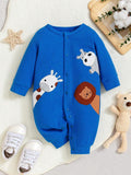 Buy SHEIN Newborn Baby Front Button Animal Print Casual Romper in Pakistan