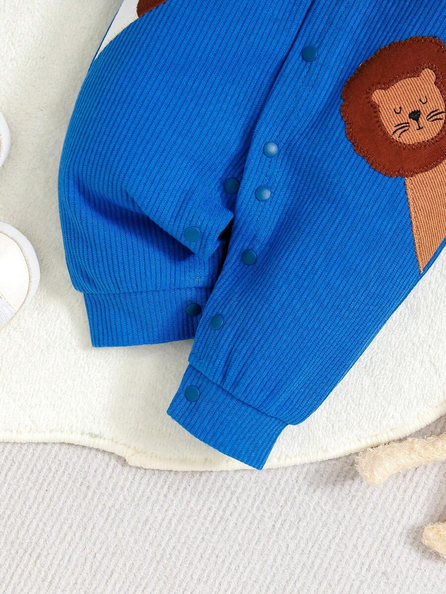 Buy SHEIN Newborn Baby Front Button Animal Print Casual Romper in Pakistan