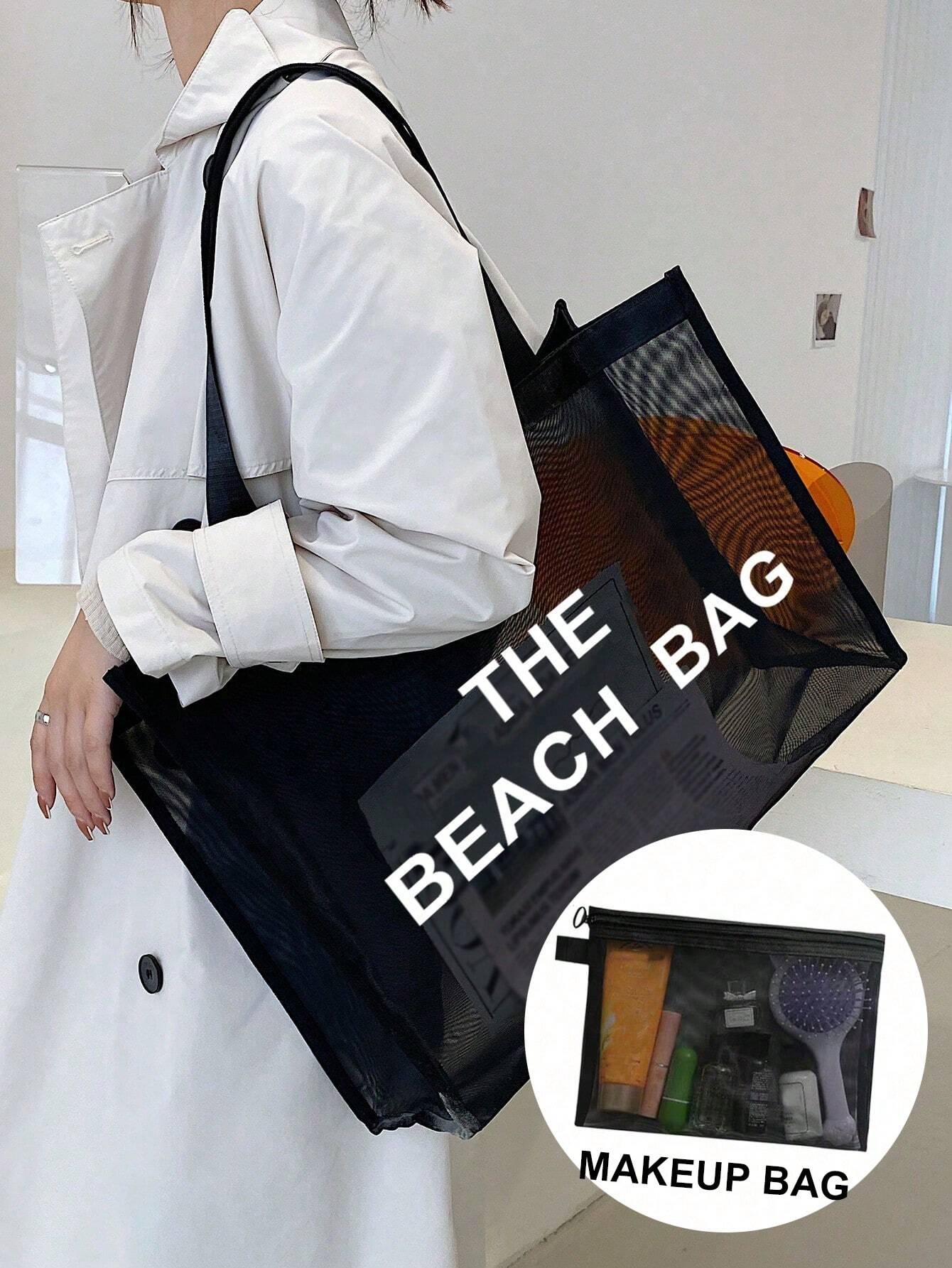 Buy SHEIN Nylon Material Alphabet Printed Beach Mesh Tote Bag With Beach Bag in Pakistan