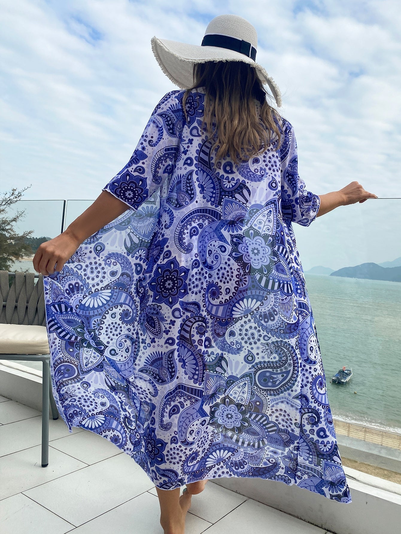 Buy SHEIN Paisley & Mandala Print Bikini Set Triangle Bra & Cut Out Hipster Bottom & Cover Up 3 Piece Bathing Suit in Pakistan