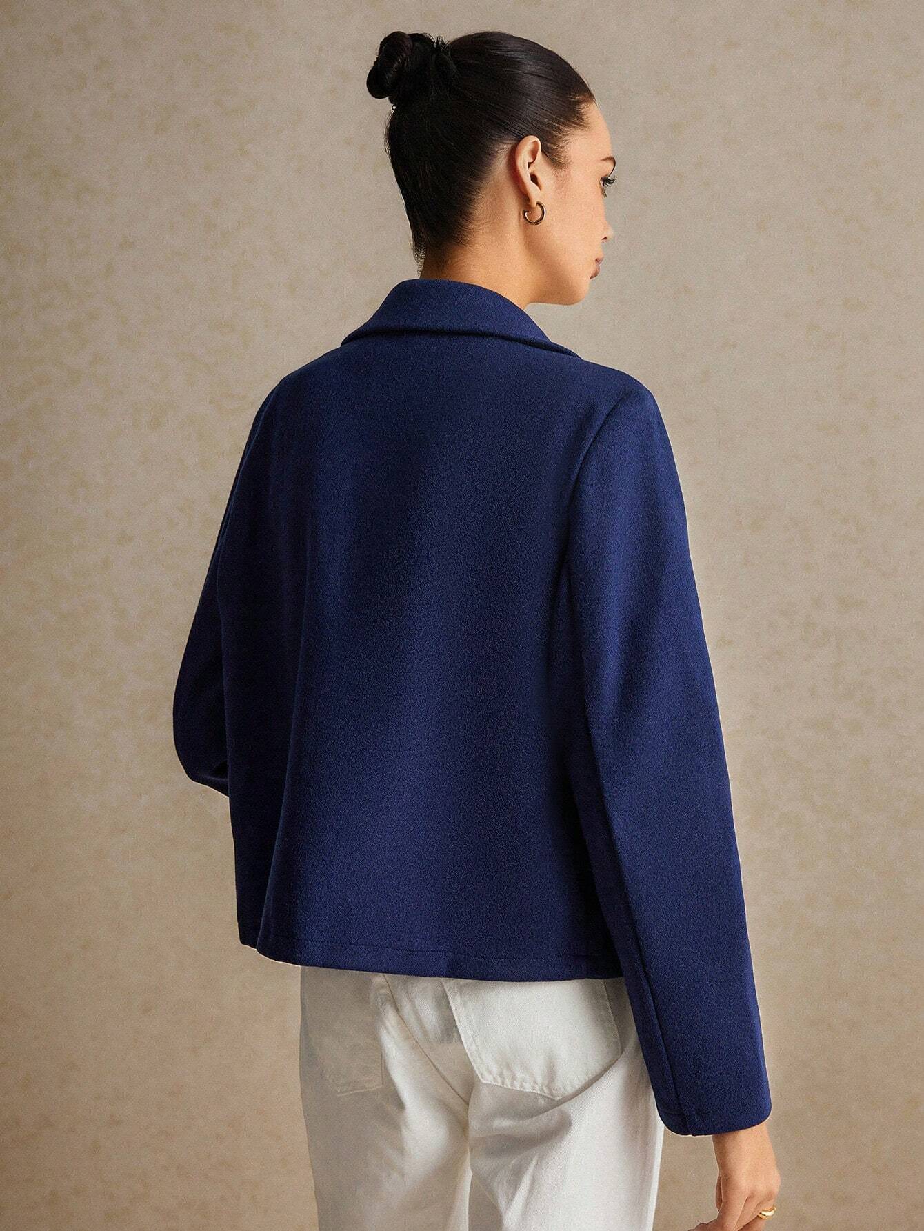 Buy SHEIN Poéselle Lapel Neck Double Breasted Blazer in Pakistan