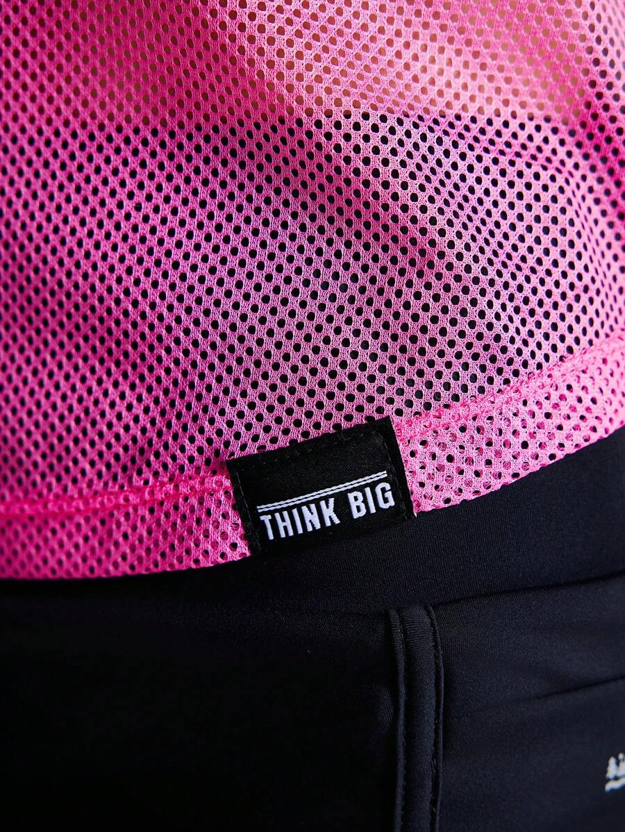 Buy SHEIN Powerista Solid Color Mesh Breathable See-Through Short Sleeve Sports T-Shirt in Pakistan