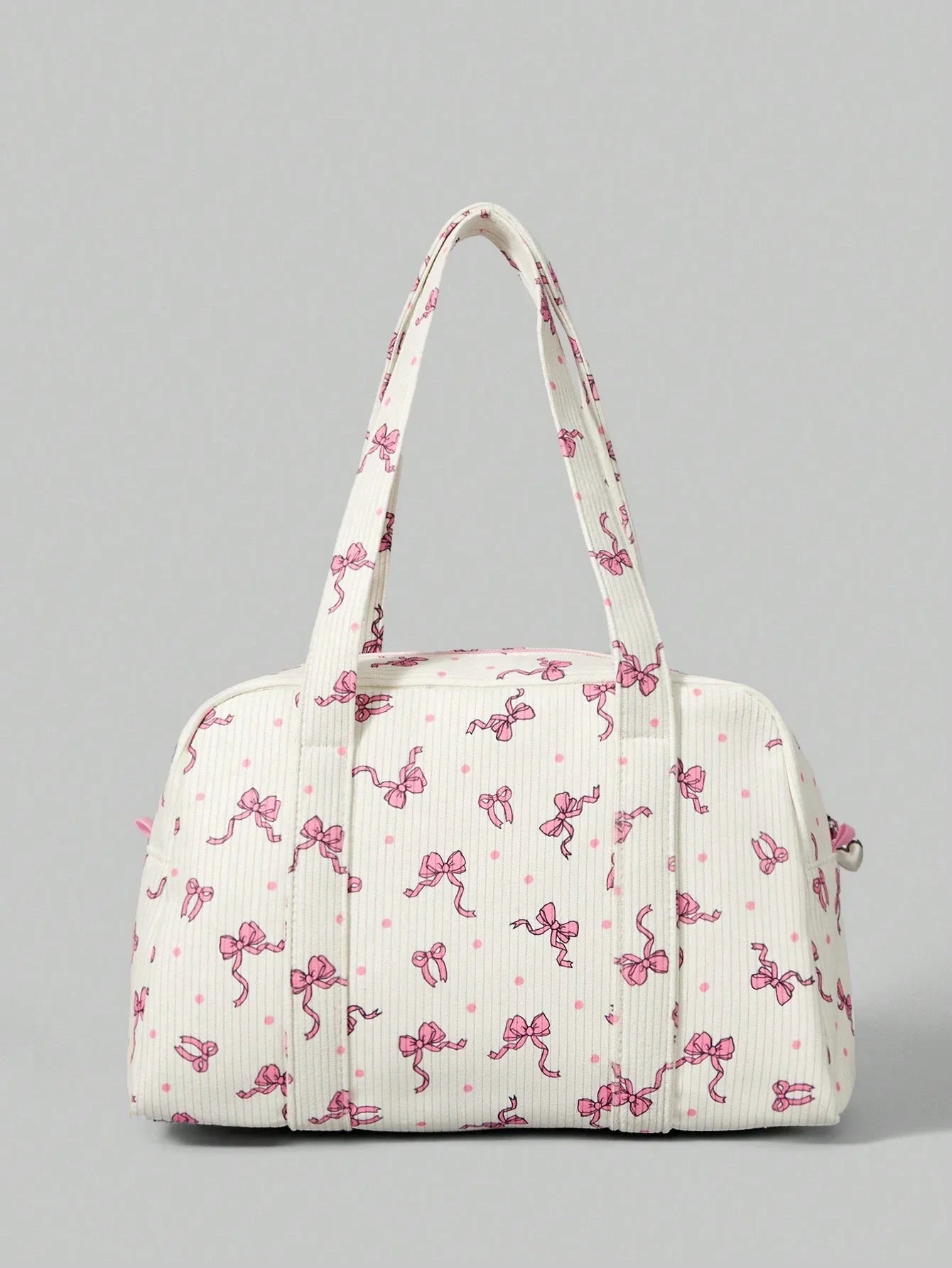 Buy SHEIN ROMWE Kawaii Women's Fashionable Portable Corduroy Bow & Polka Dot Print Handbag in Pakistan