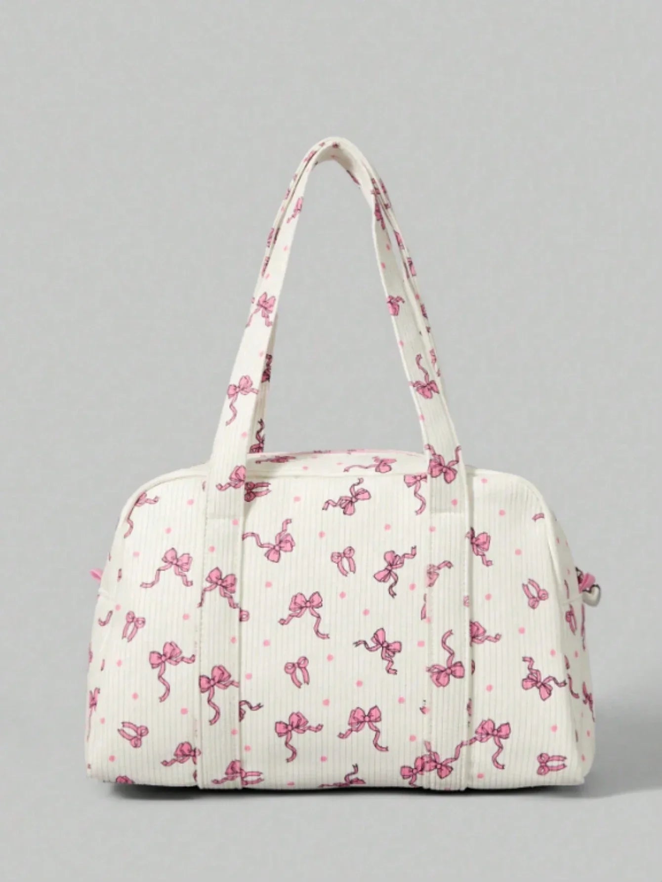 Buy SHEIN ROMWE Kawaii Women's Fashionable Portable Corduroy Bow & Polka Dot Print Handbag in Pakistan