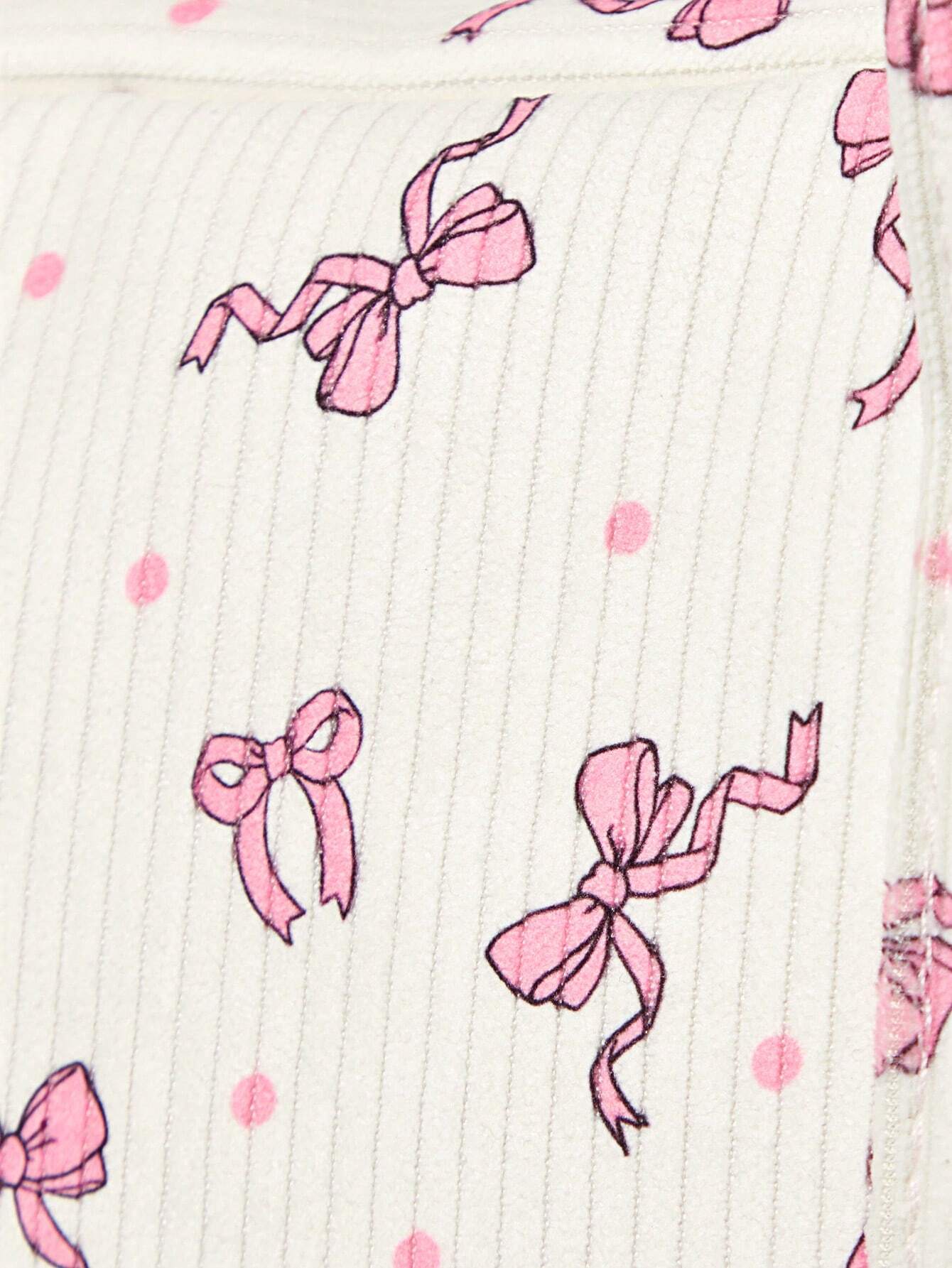 Buy SHEIN ROMWE Kawaii Women's Fashionable Portable Corduroy Bow & Polka Dot Print Handbag in Pakistan