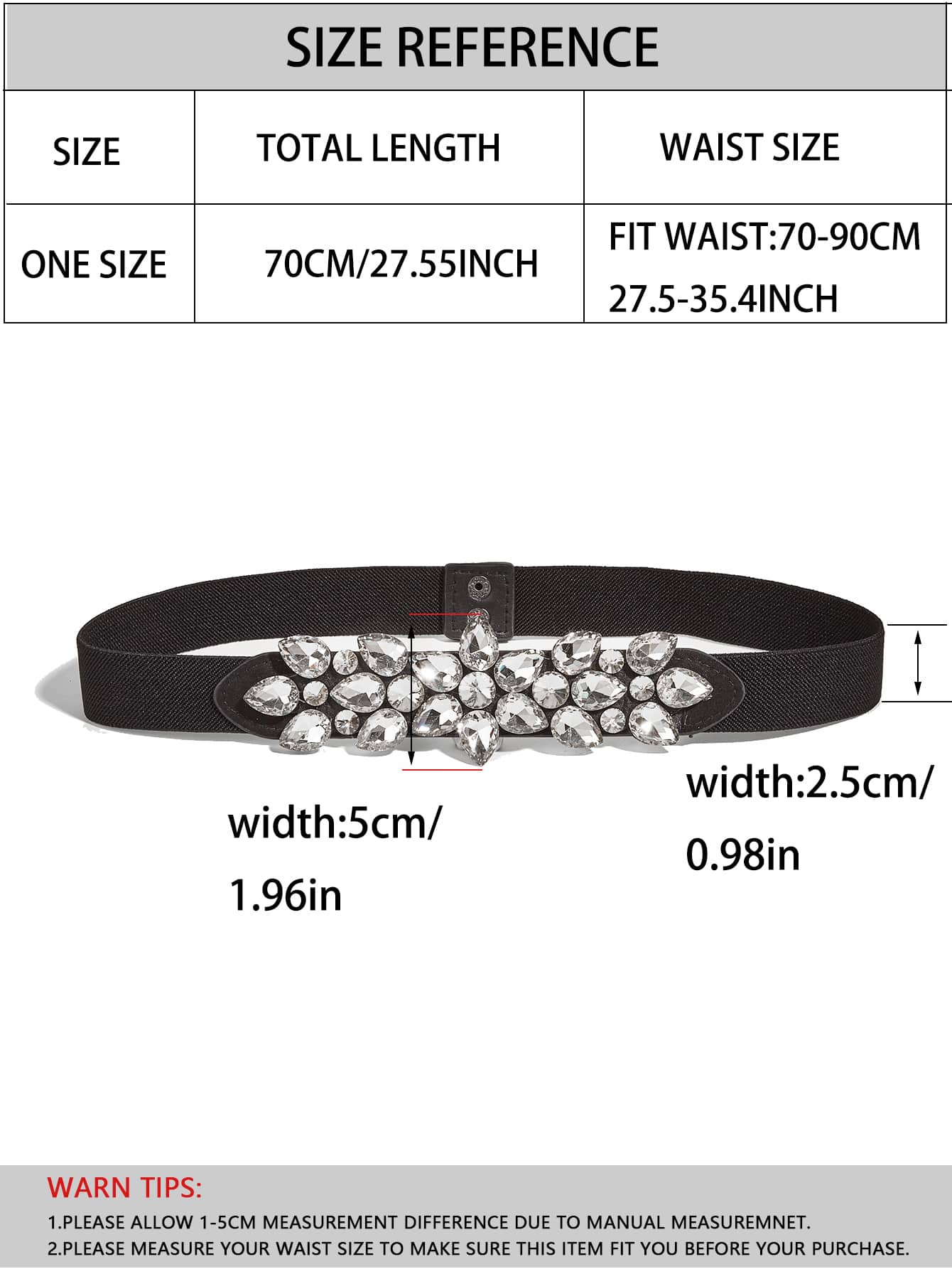 Buy SHEIN Rhinestone Decor Skinny Belt in Pakistan