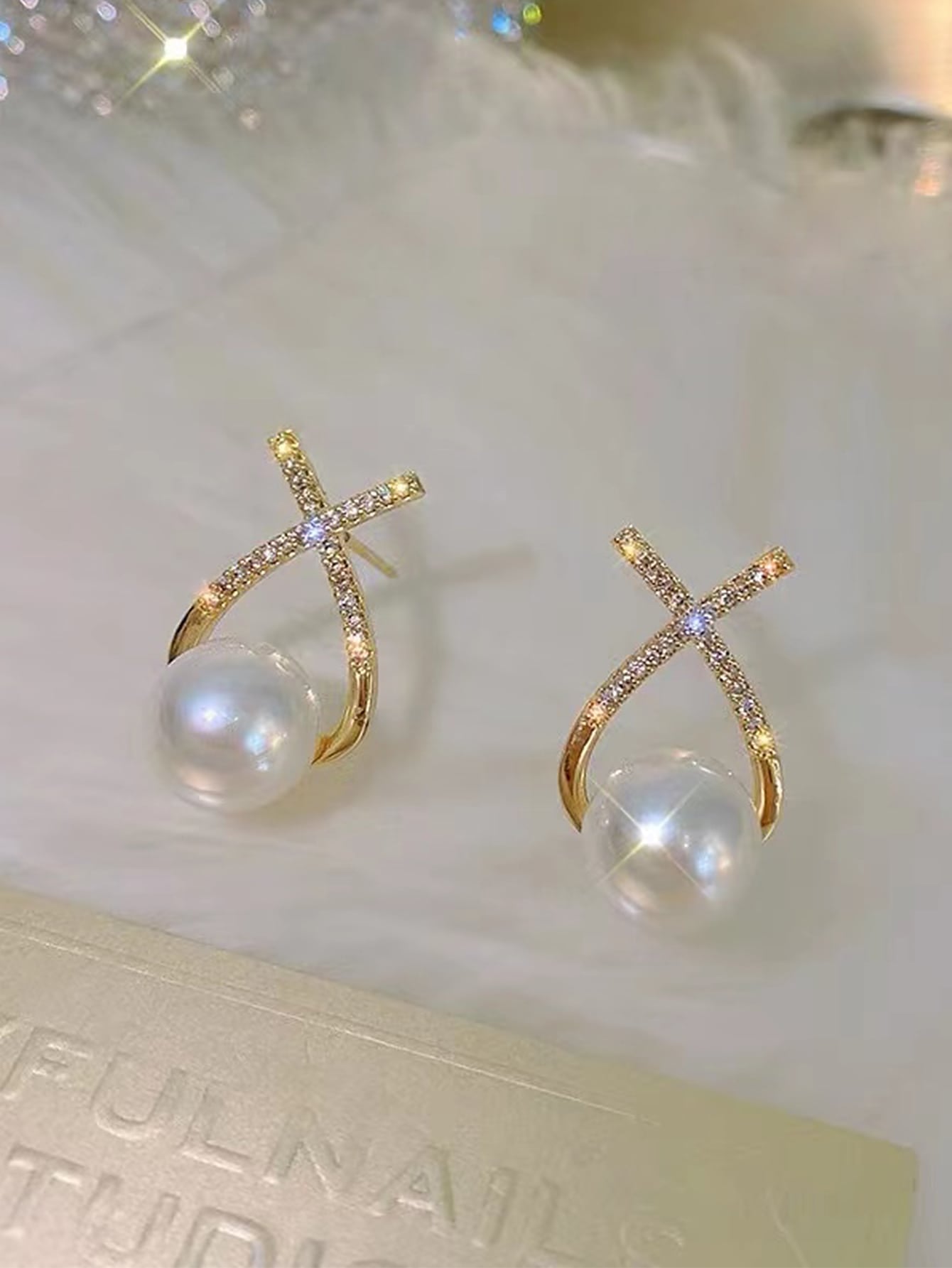 Buy SHEIN Rhinestone & Faux Pearl Decor Stud Earrings in Pakistan
