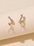 Buy SHEIN Rhinestone & Faux Pearl Decor Stud Earrings in Pakistan