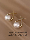 Buy SHEIN Rhinestone & Faux Pearl Decor Stud Earrings in Pakistan