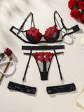 Buy SHEIN Romantic Rose & Heart Shaped Lady Sexy Lingerie Set in Pakistan