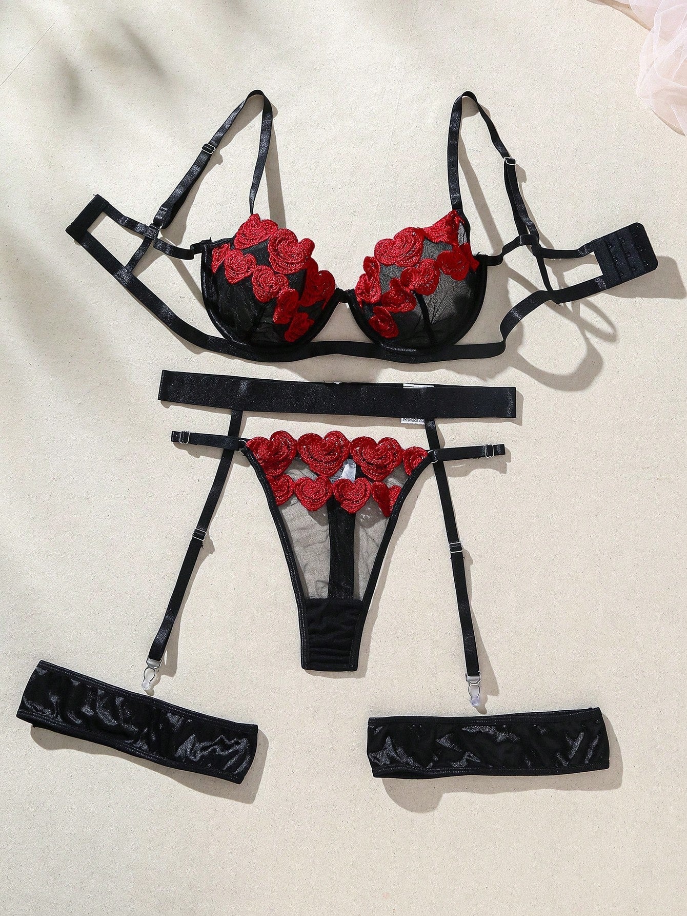 Buy SHEIN Romantic Rose & Heart Shaped Lady Sexy Lingerie Set in Pakistan