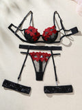 Buy SHEIN Romantic Rose & Heart Shaped Lady Sexy Lingerie Set in Pakistan