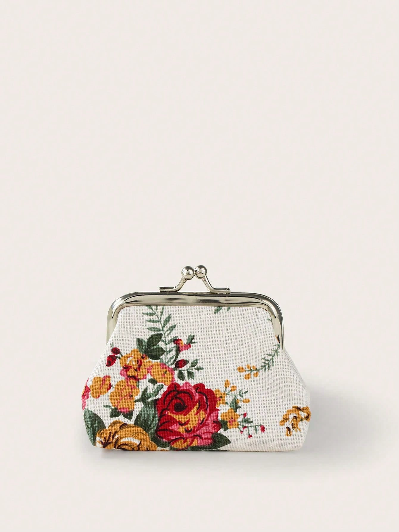 Buy SHEIN Rose Canvas Short Wallet 1 Clutch Fabric Women'S Floral Coin Purse Card Holder in Pakistan
