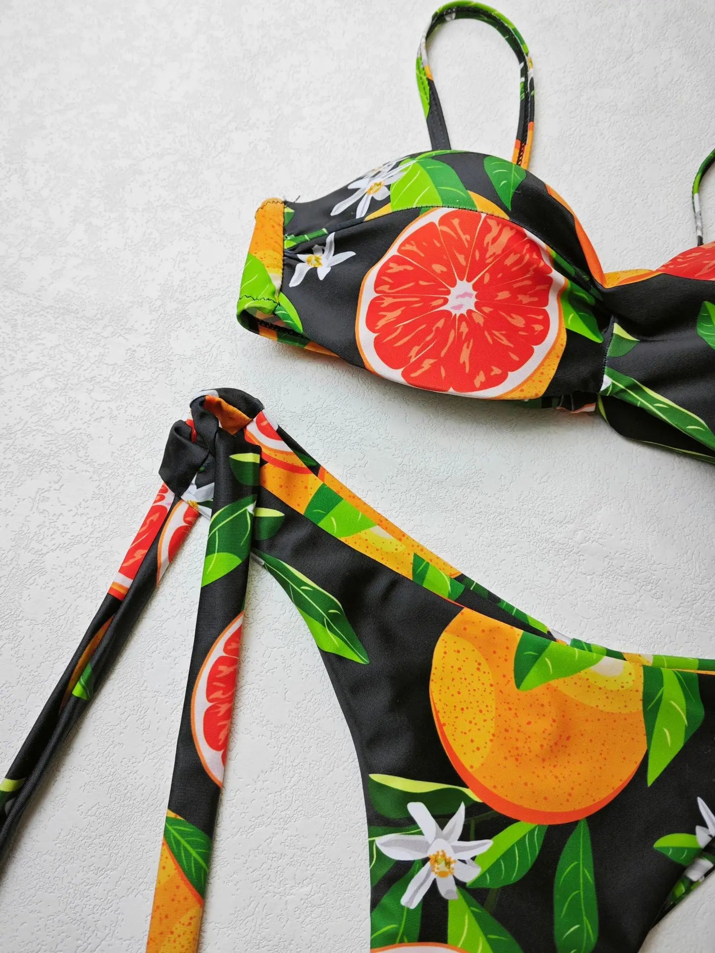 Buy Leaf Fruit Print Pushup Thong Bikini set in Pakistan