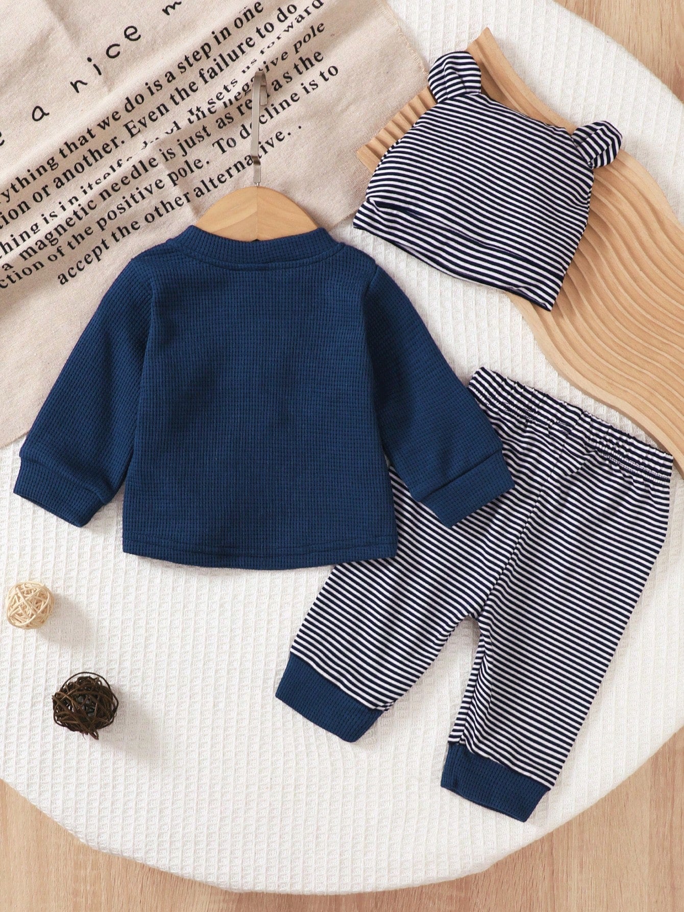 Buy SHEIN 3pcs/Set Newborn Baby Boy Blue Long Sleeve Top in Pakistan
