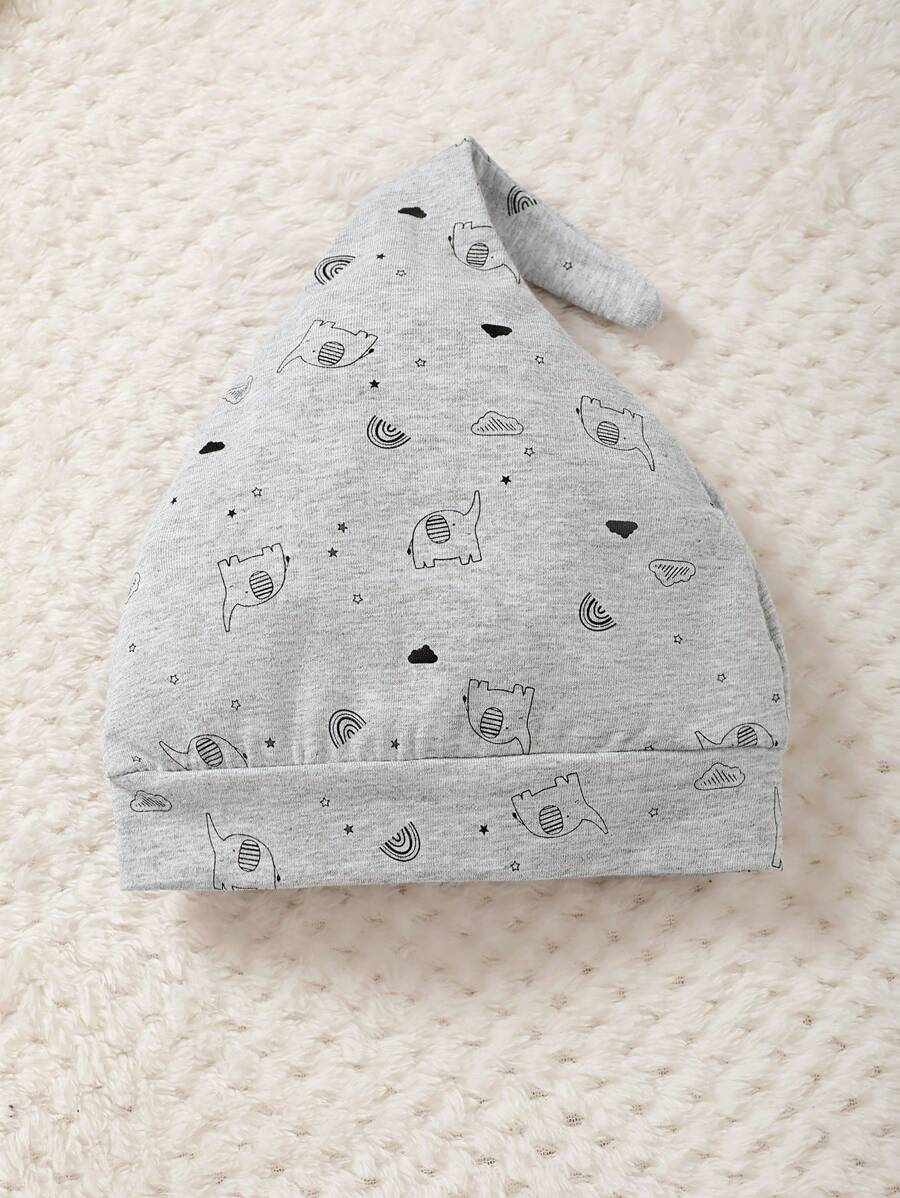 Buy SHEIN 3pcs Baby Boy Cartoon Bear Print Button-Front Shirt, Pants And Hat Casual Outfit Set in Pakistan