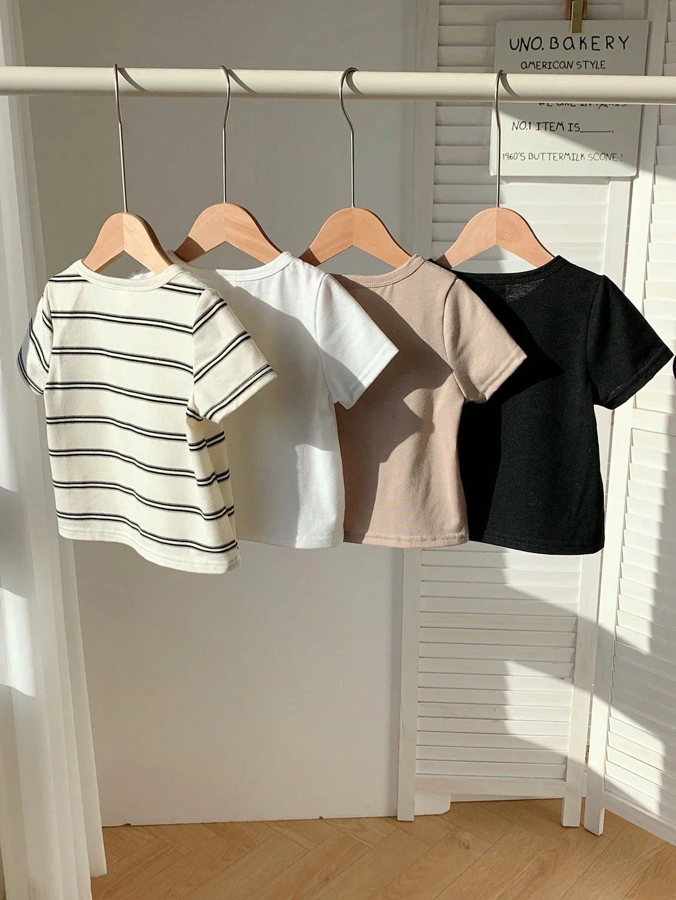 Buy SHEIN 4pcs/Set Cute Baby Boy & Baby Girl Casual Versatile Knit Stretchy Striped Long Sleeve Tops, Suitable For Indoor & Outdoor, Spring/Summer in Pakistan
