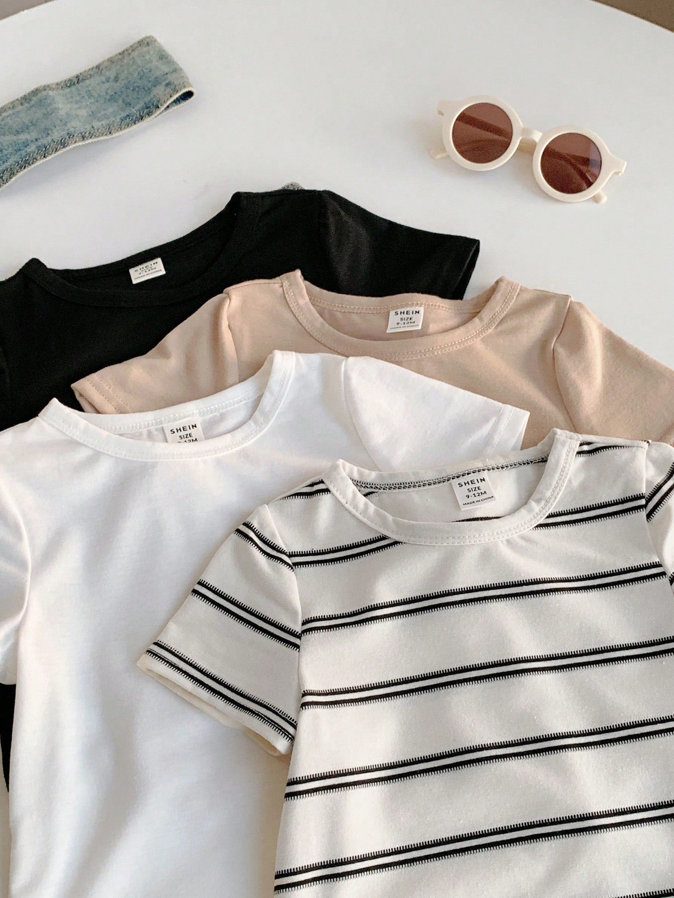 Buy SHEIN 4pcs/Set Cute Baby Boy & Baby Girl Casual Versatile Knit Stretchy Striped Long Sleeve Tops, Suitable For Indoor & Outdoor, Spring/Summer in Pakistan