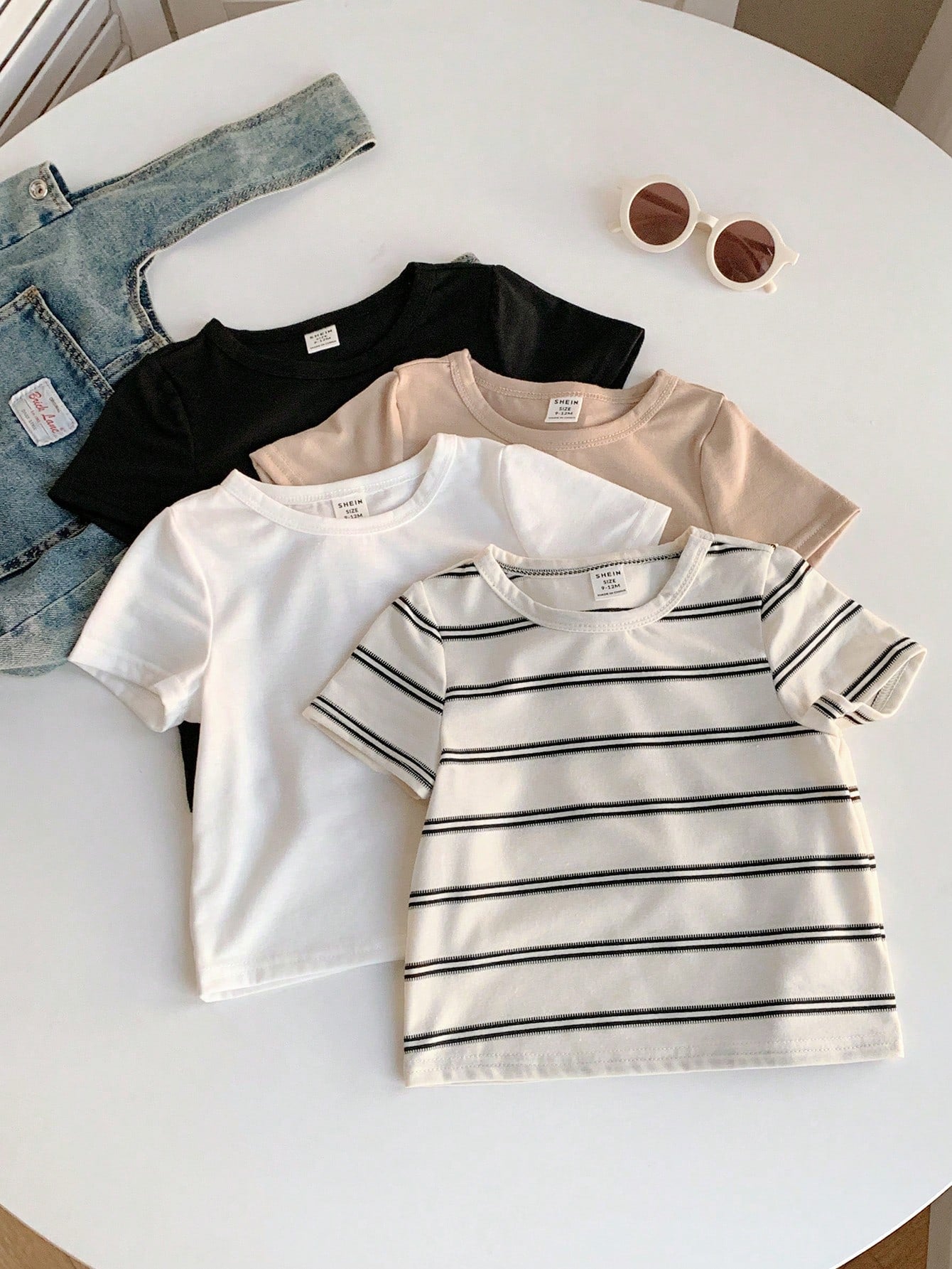 Buy SHEIN 4pcs/Set Cute Baby Boy & Baby Girl Casual Versatile Knit Stretchy Striped Long Sleeve Tops, Suitable For Indoor & Outdoor, Spring/Summer in Pakistan