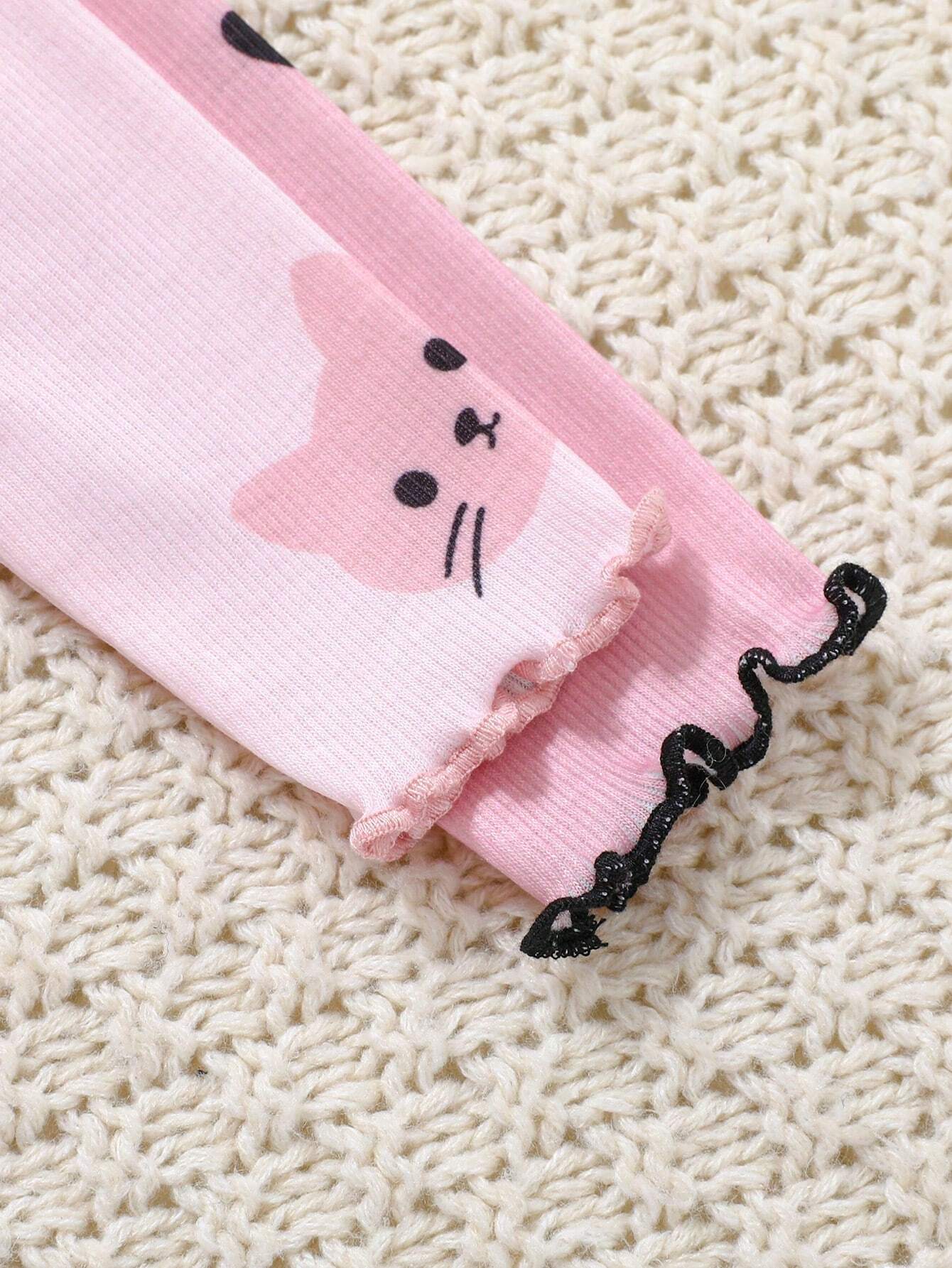 Buy SHEIN 4pcs/Set Newborn Baby Girl Cute Cartoon Print Knitted Elastic Long Sleeve Top And Elastic Waist Long Pants in Pakistan