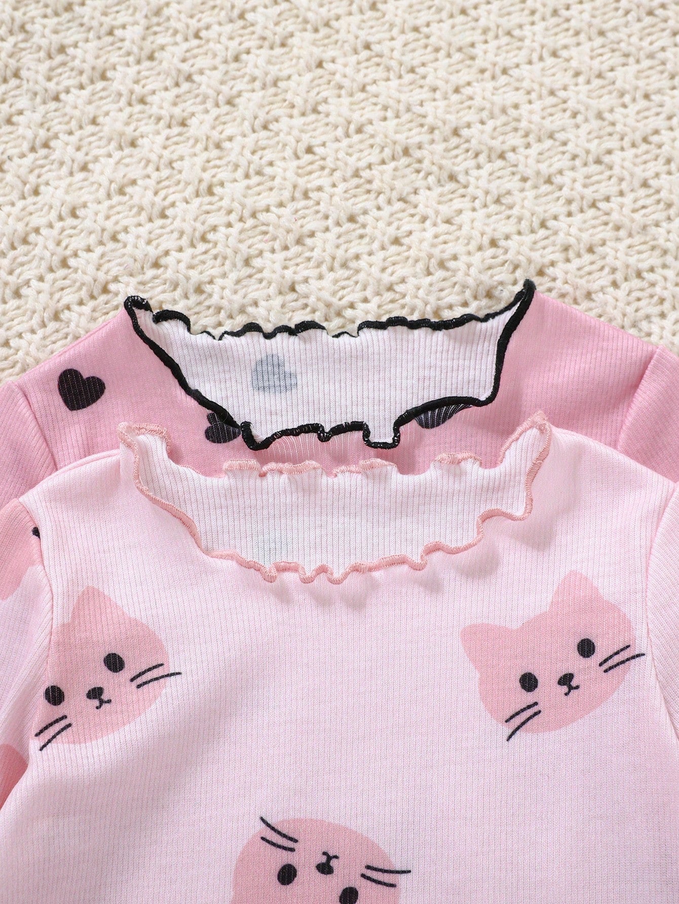 Buy SHEIN 4pcs/Set Newborn Baby Girl Cute Cartoon Print Knitted Elastic Long Sleeve Top And Elastic Waist Long Pants in Pakistan
