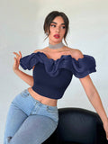 Buy SHEIN Aloruh Women's Exaggerated Off Shoulder Cropped Top in Pakistan