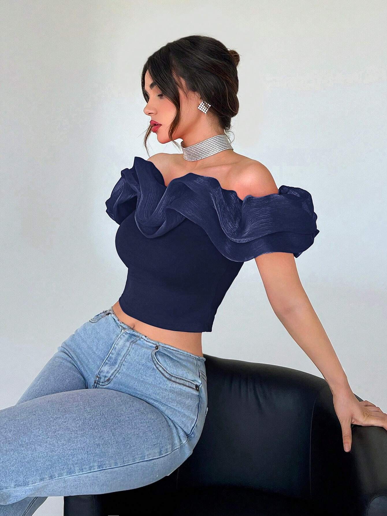 Buy SHEIN Aloruh Women's Exaggerated Off Shoulder Cropped Top in Pakistan