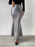 Buy SHEIN BAE High Waist Metallic Mermaid Hem Skirt in Pakistan