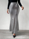 Buy SHEIN BAE High Waist Metallic Mermaid Hem Skirt in Pakistan