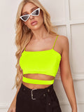 Buy SHEIN BAE Neon Yellow Cutout Cropped Cami Top in Pakistan