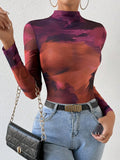 Buy SHEIN BAE Tie Dye Mock Neck Mesh Top in Pakistan