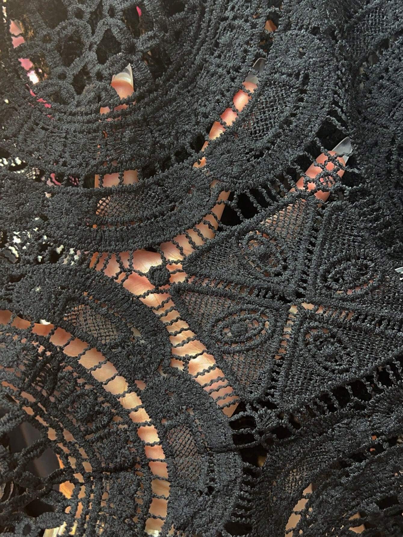 Buy SHEIN BAE Water-Soluble Flower Positioning Edge Perspective Blouse in Pakistan