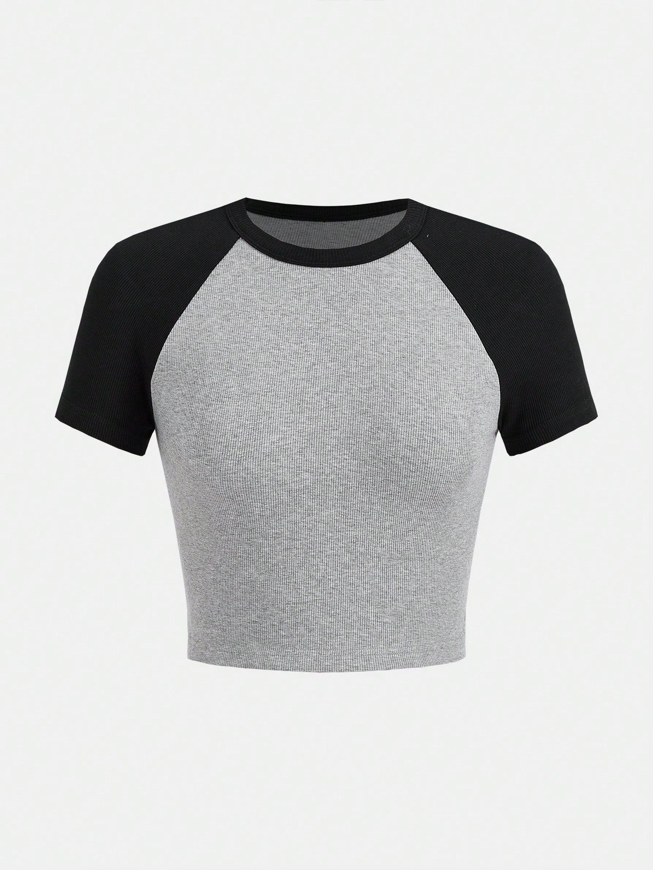 Buy SHEIN BASICS Colorblock Raglan Sleeve Crop Tee in Pakistan