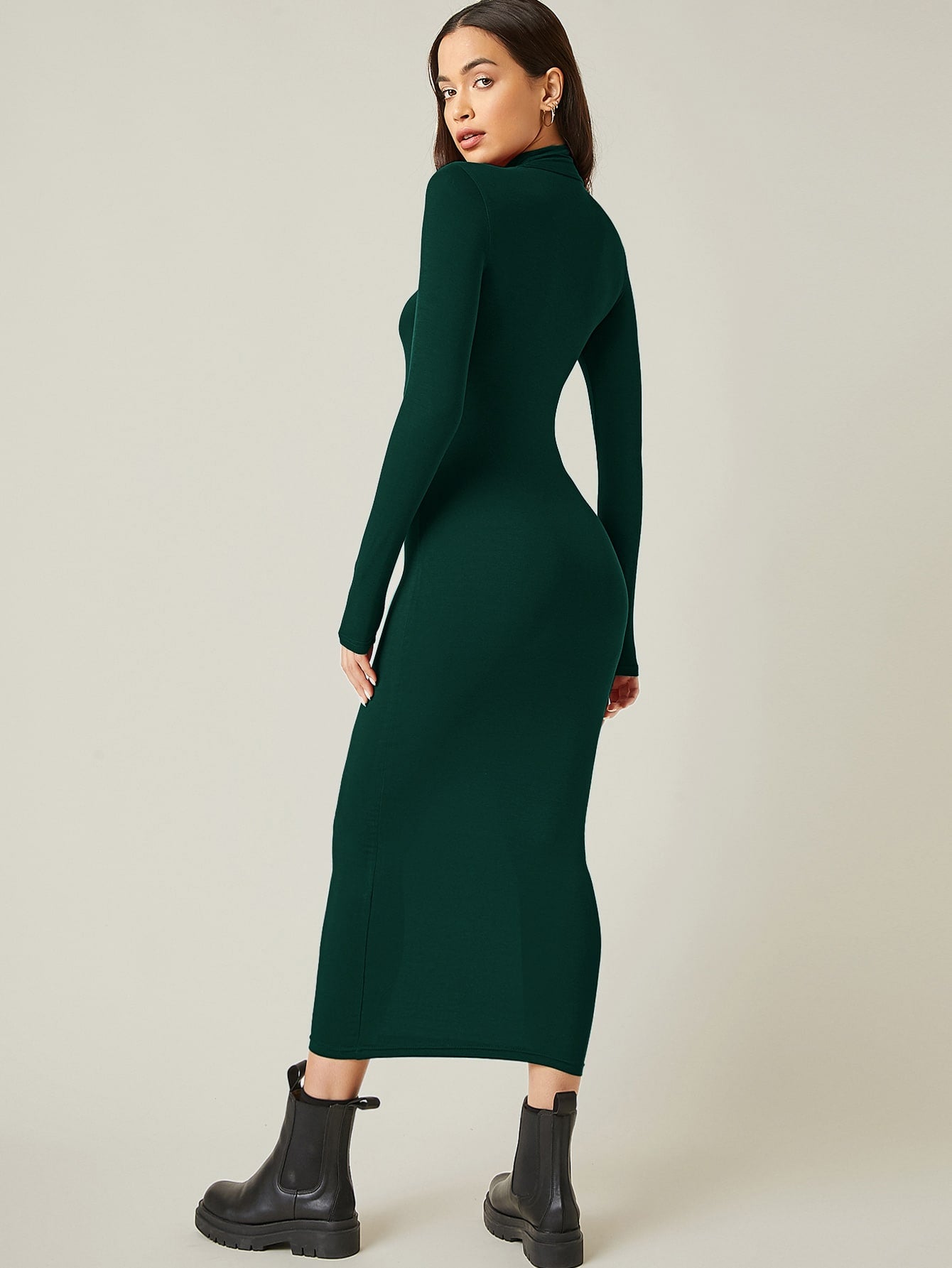Buy SHEIN BASICS High Neck Solid Bodycon Dress in Pakistan