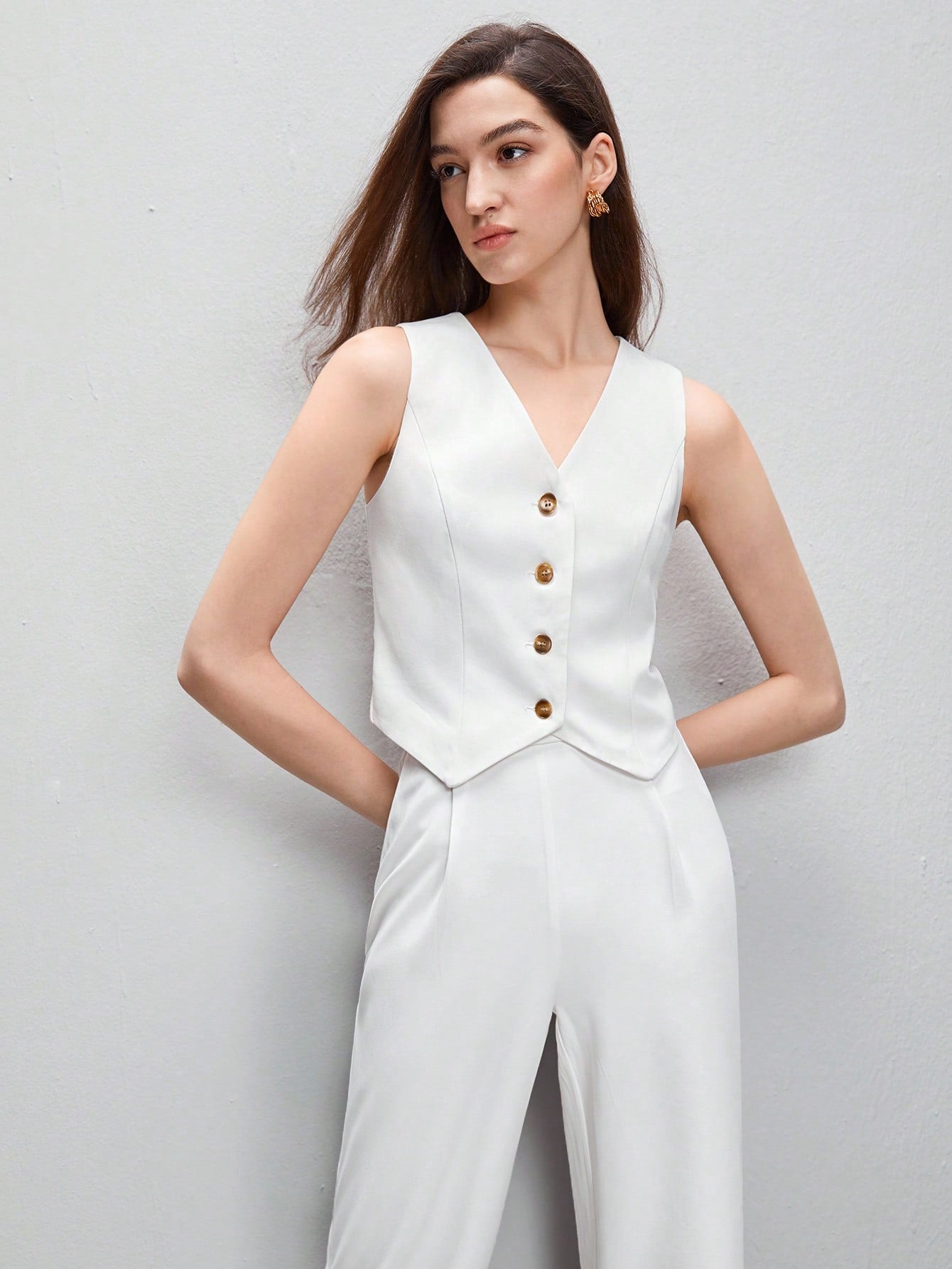 Buy SHEIN BIZwear Button Front Vest Blazer & Pants Workwear in Pakistan