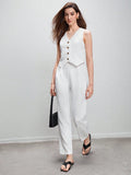 Buy SHEIN BIZwear Button Front Vest Blazer & Pants Workwear in Pakistan