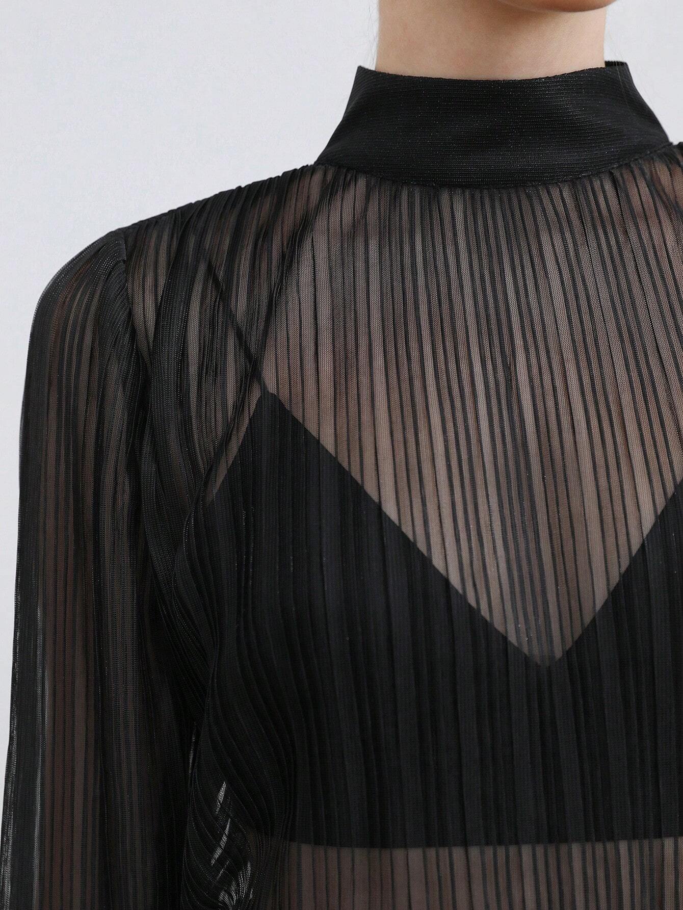 Buy SHEIN BIZwear Women Black Solid Color Blouse With Ruched in Pakistan