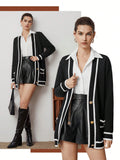 Buy SHEIN BIZwear Women's Color Block Rolled Edge Button Up Cardigan Fall Women Outfits in Pakistan