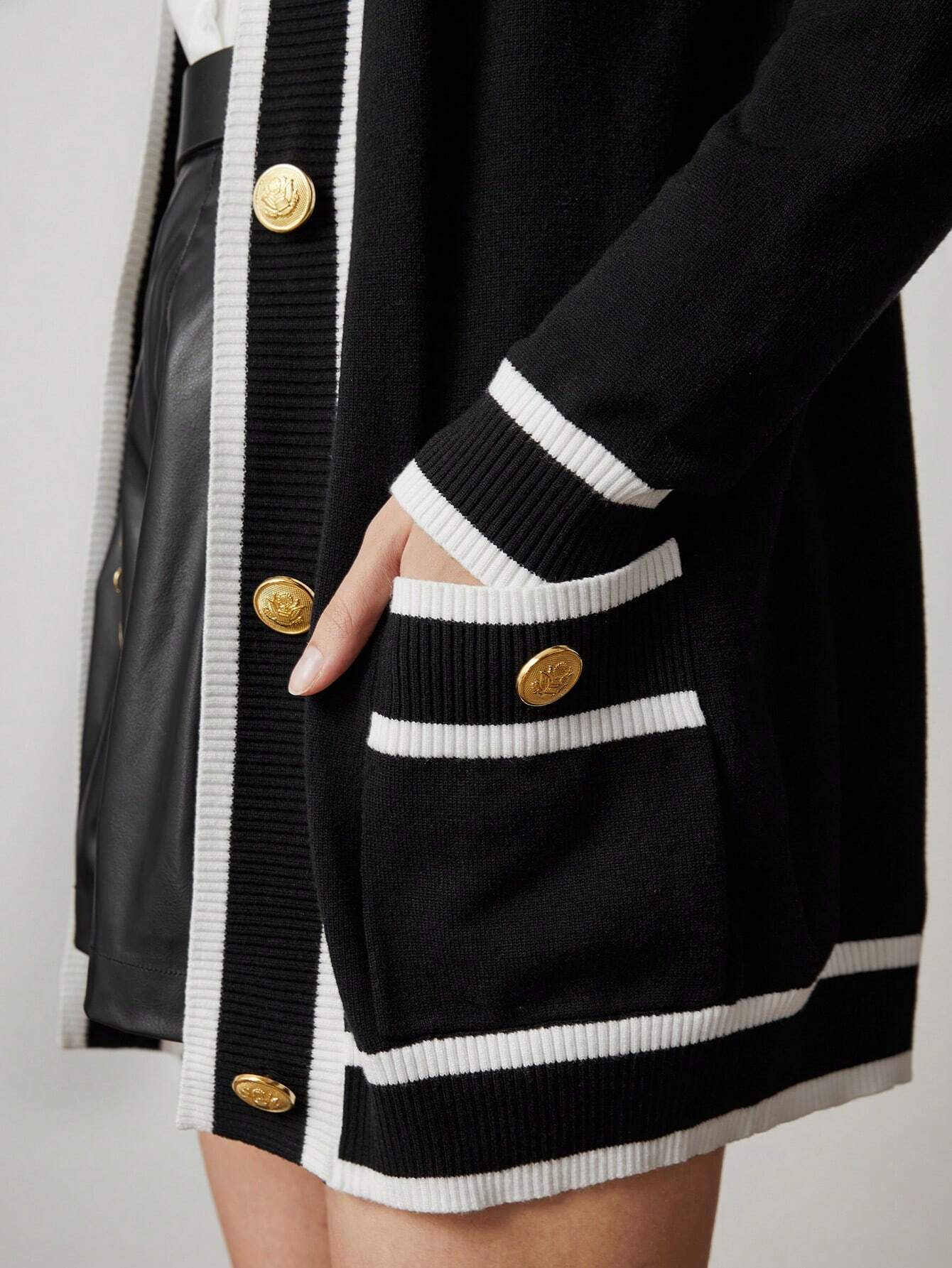 Buy SHEIN BIZwear Women's Color Block Rolled Edge Button Up Cardigan Fall Women Outfits in Pakistan