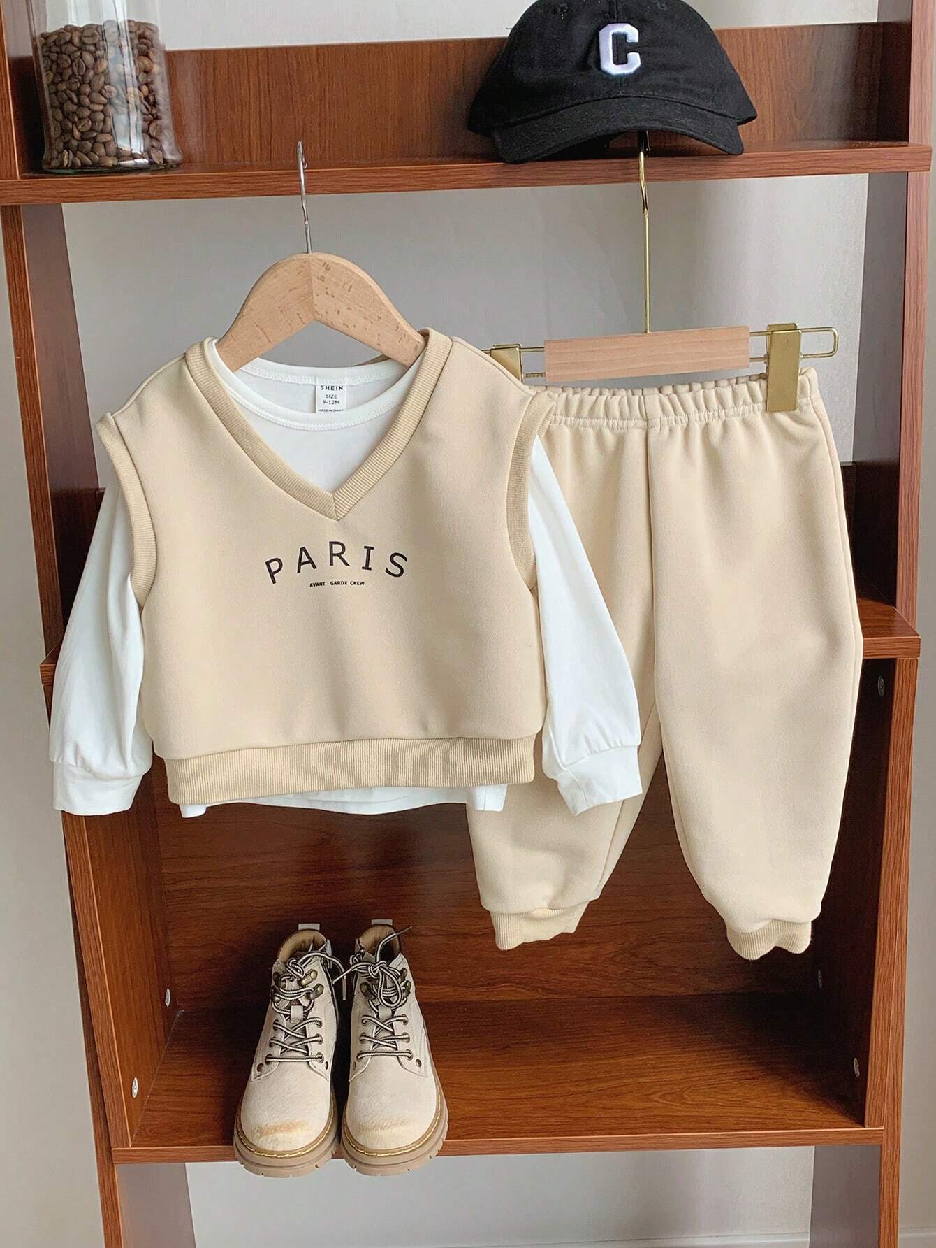 Buy SHEIN Baby Boy/Girl 3pcs Set Of Short Sleeve T-Shirt, Solid Color Long Pants, And Letter Printed Round Neck Sweatshirt in Pakistan