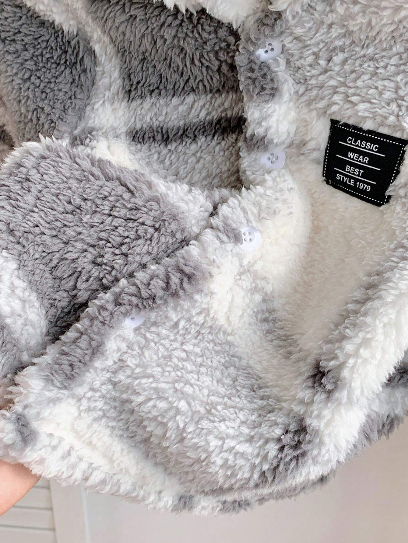 Buy SHEIN Baby Boy/Girl Soft & Comfortable Fleece Patch Print Hooded Jacket, Casual & Warm Windbreaker For Fall & Winter in Pakistan