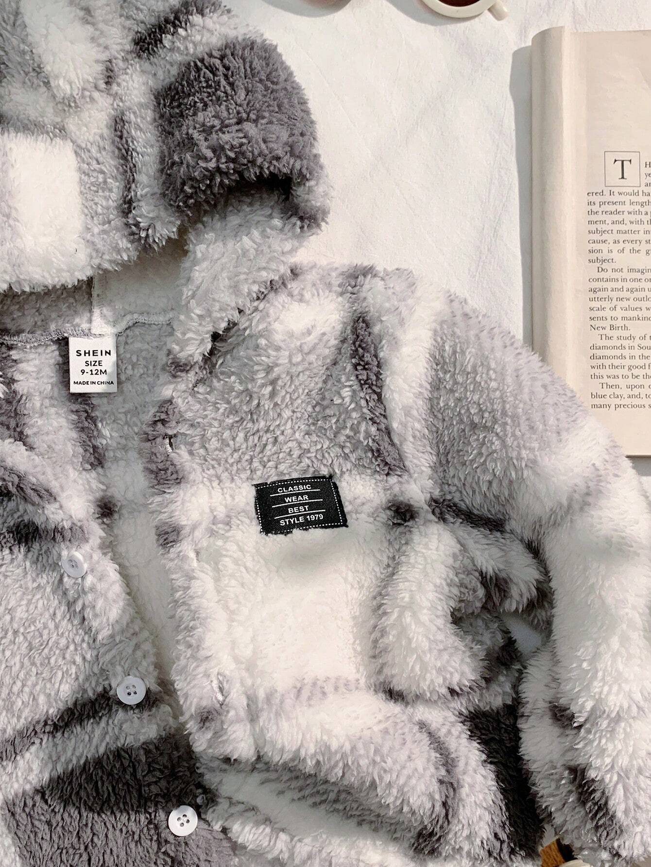 Buy SHEIN Baby Boy/Girl Soft & Comfortable Fleece Patch Print Hooded Jacket, Casual & Warm Windbreaker For Fall & Winter in Pakistan