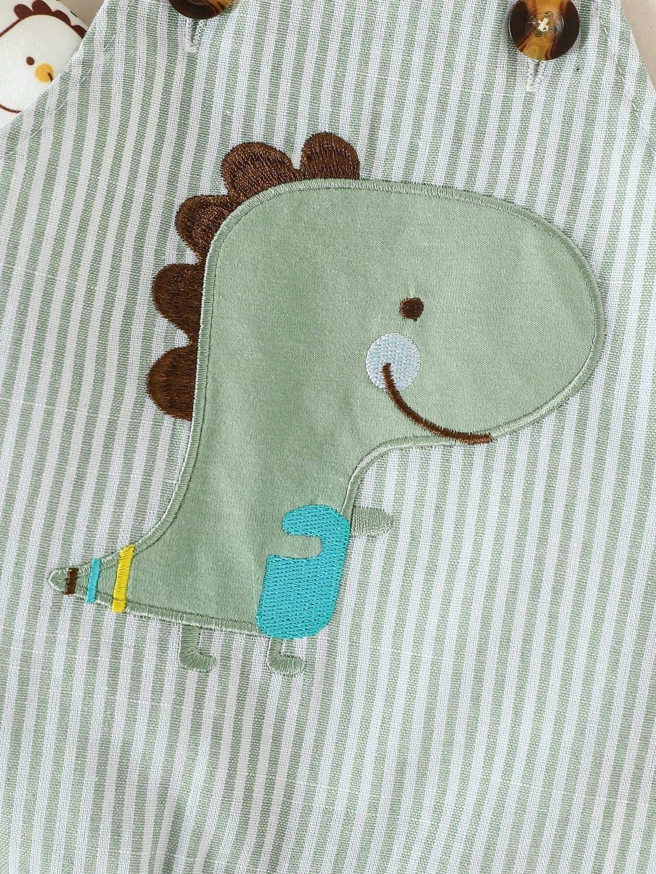 Buy SHEIN Baby Boy Cartoon Dinosaur Print Tee & Striped Overall Romper in Pakistan