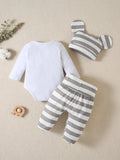 Buy SHEIN Baby Boy Cartoon Graphic Bodysuit & Striped Footed Pants in Pakistan