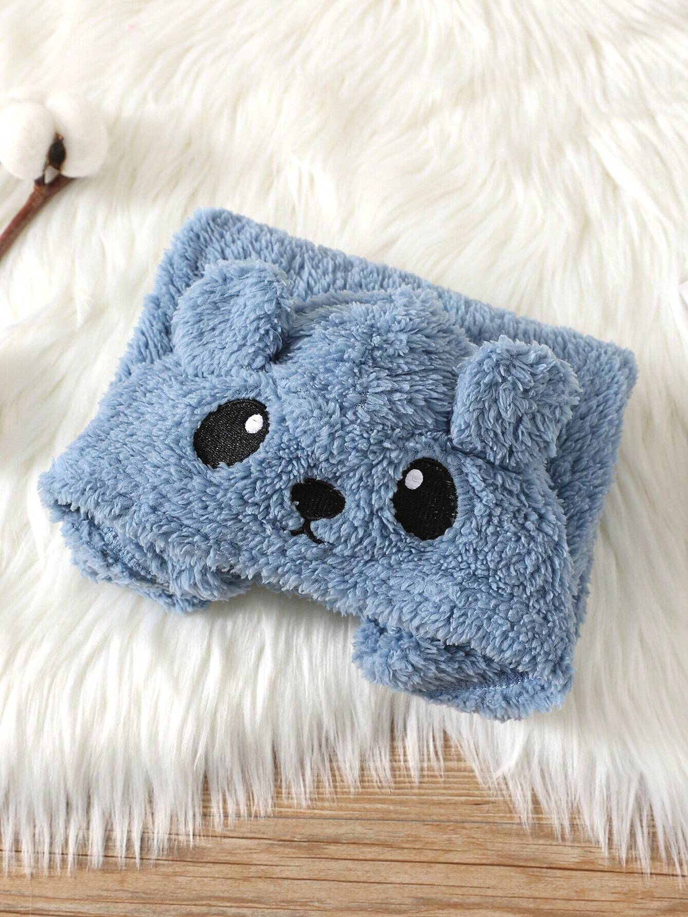 Buy SHEIN Baby Boy Hooded Bathrobe Swim Robe With Embroidered 3D Ear, Fleece One-Piece Garment For Autumn & Winter in Pakistan