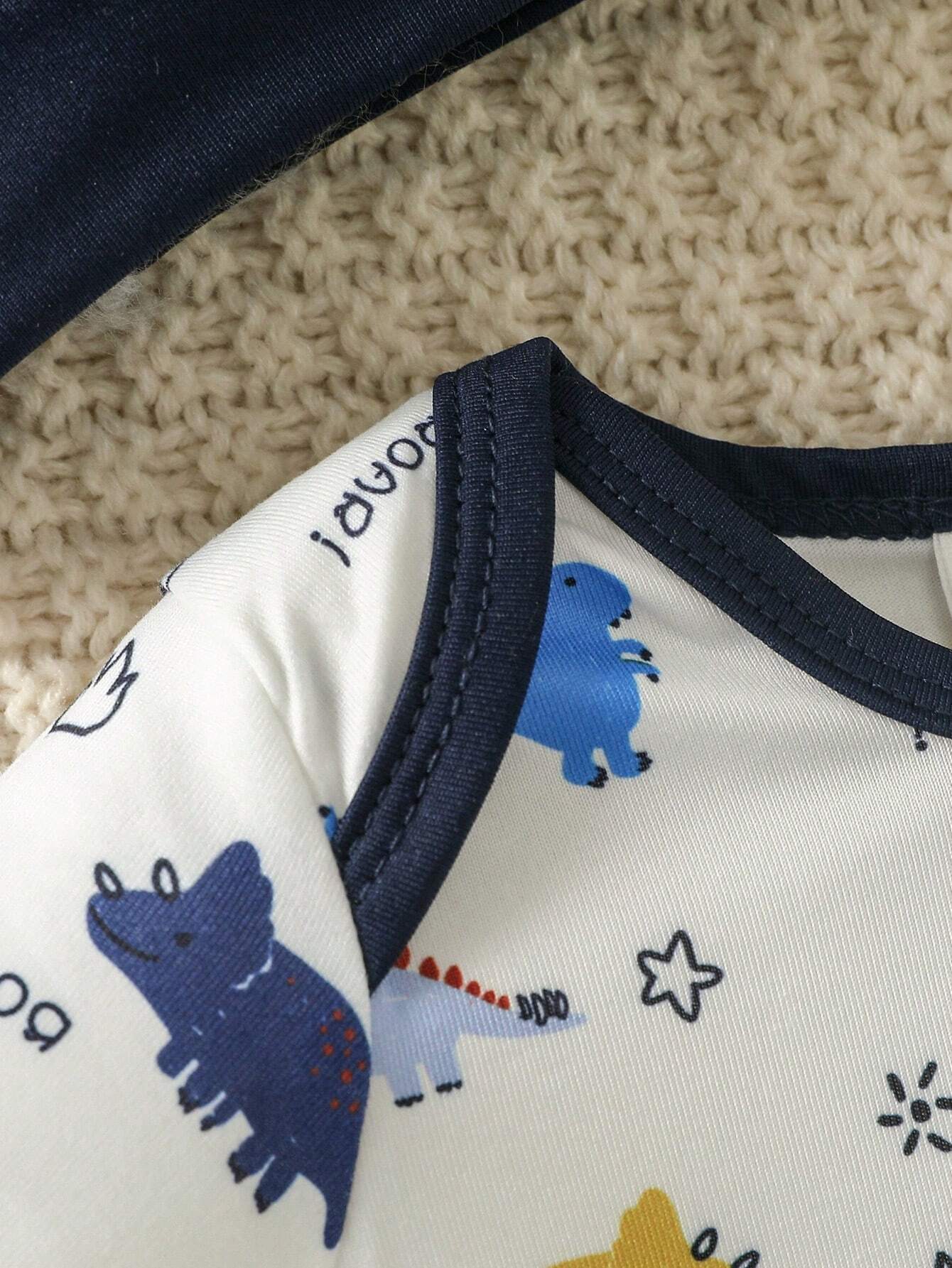 Buy SHEIN Baby Boys' Dinosaur Printed Romper And Solid Color Pants Set in Pakistan