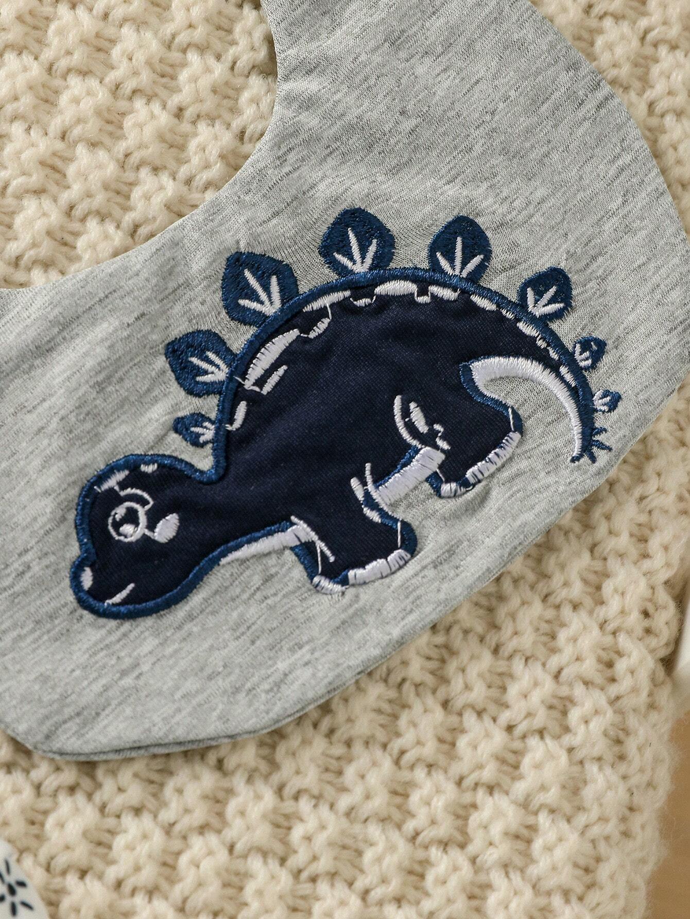 Buy SHEIN Baby Boys' Dinosaur Printed Romper And Solid Color Pants Set in Pakistan