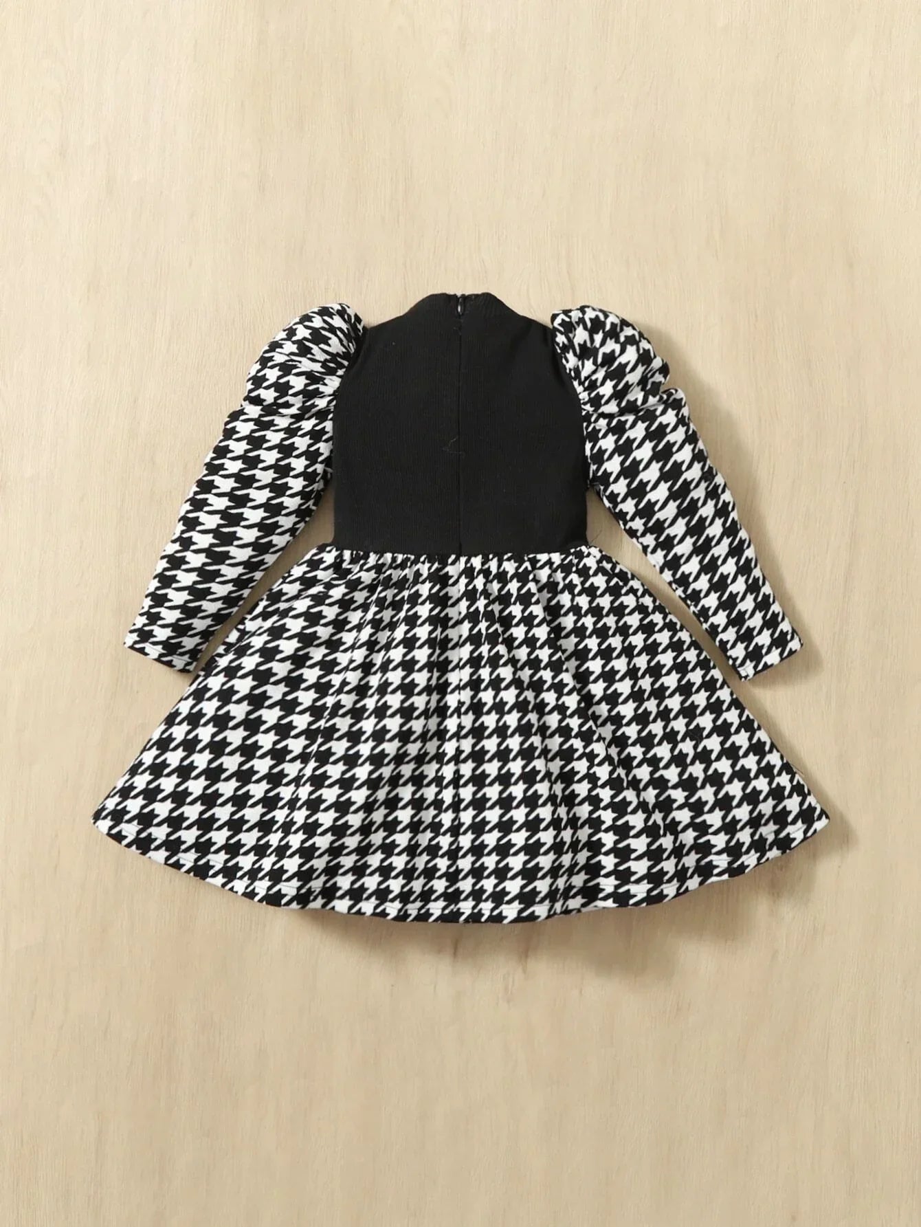 Buy SHEIN Baby Girl Houndstooth Puff Sleeve Dress in Pakistan